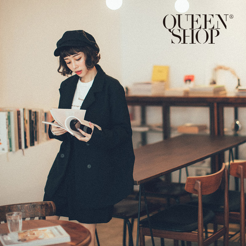 Ｑｕｅｅｎ Ｓｈｏｐ【02030345】雙排釦微墊肩西裝外套 兩色售＊現+預＊