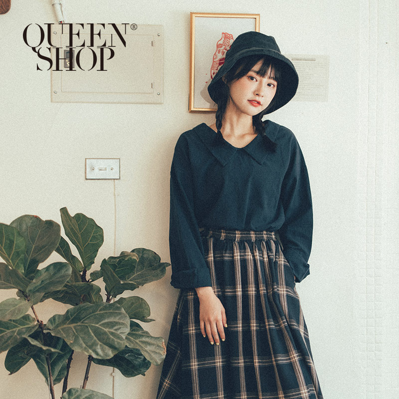 Ｑｕｅｅｎ Ｓｈｏｐ【01096325】圓翻領造型上衣 兩色售＊現+預＊