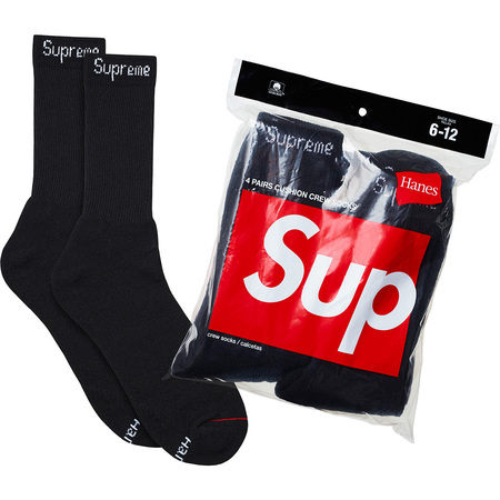 x［TellCathy］Supreme Hanes Crew Socks  襪子 長襪 黑 單雙 SUP004