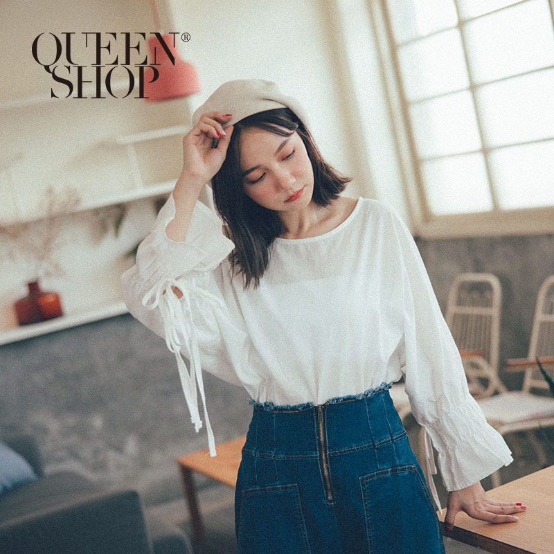 Ｑｕｅｅｎ Ｓｈｏｐ【01096329】袖抽繩設計感上衣 ＊現+預＊