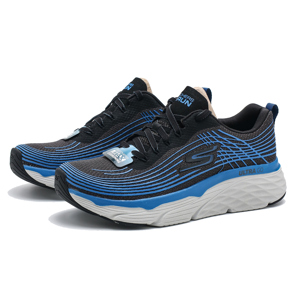 SKECHERS Max Cushioning 黑 藍 灰 厚底 慢跑 男(布魯克林) 54430BKBL