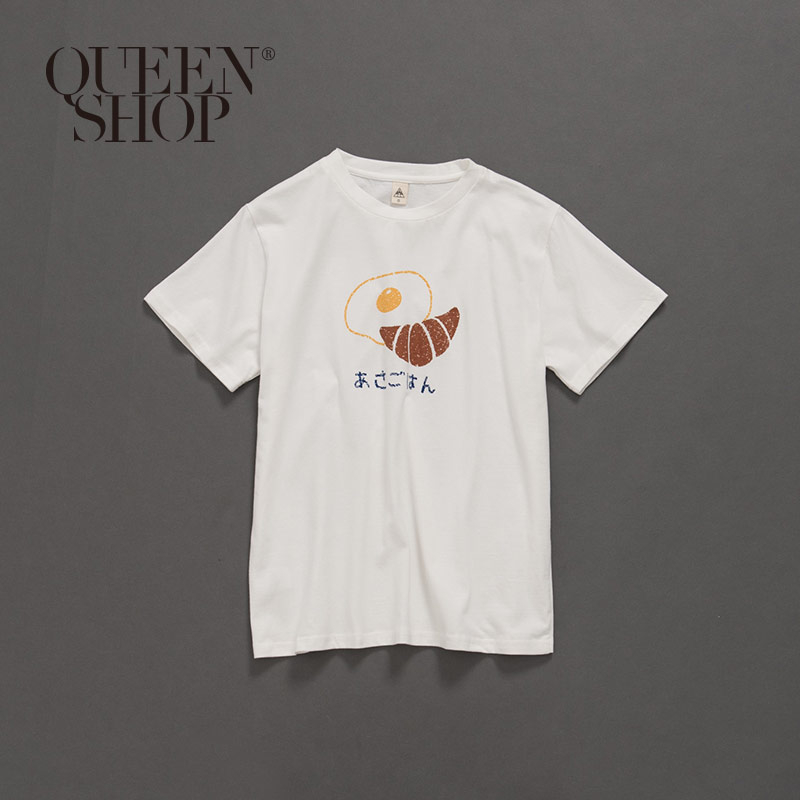 Ｑｕｅｅｎ Ｓｈｏｐ【01037652】親子系列 早餐日文印花短T 1/2/3/4＊現+預＊