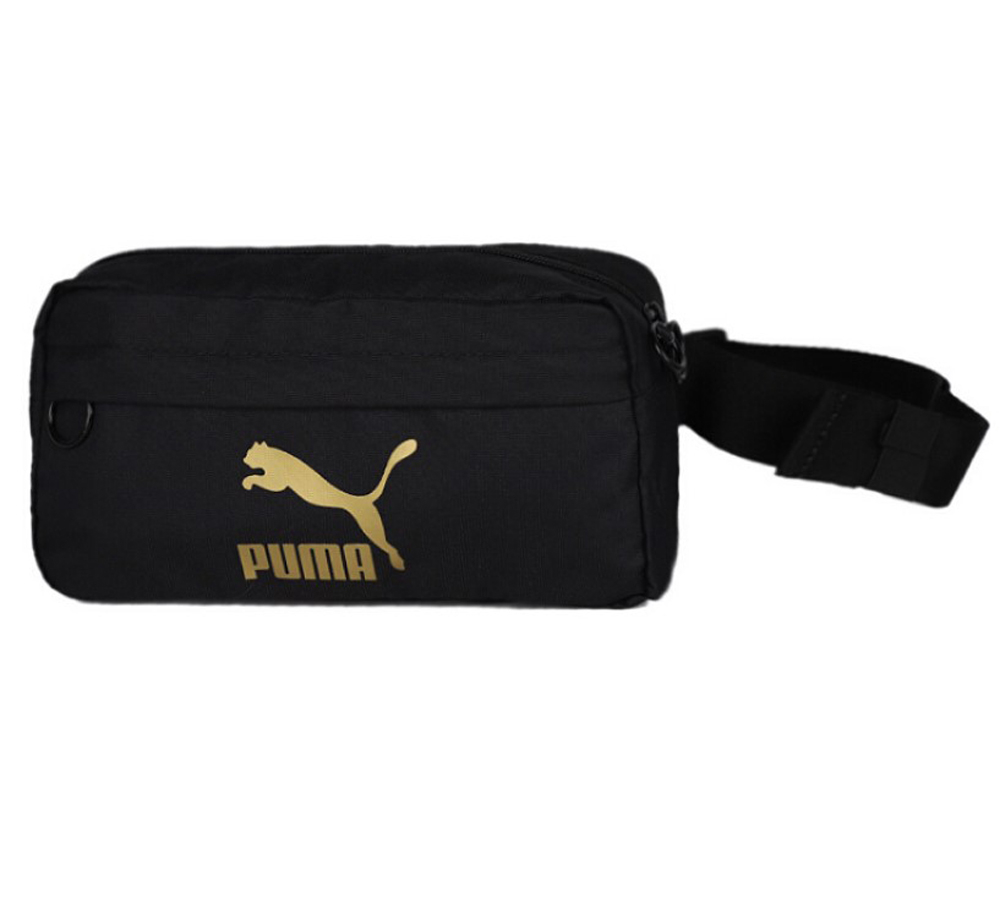 PUMA ORLIGINALS 側背包 腰包 黑金 金LOGO (布魯克林) 07664601