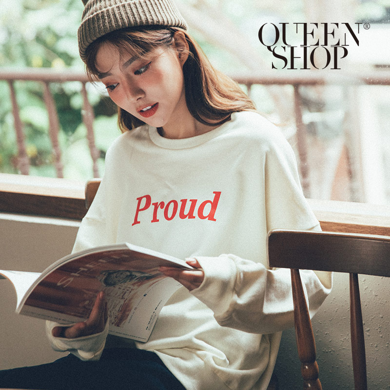 Ｑｕｅｅｎ Ｓｈｏｐ【01110421】PROUD字母印花長袖衛衣＊現+預＊