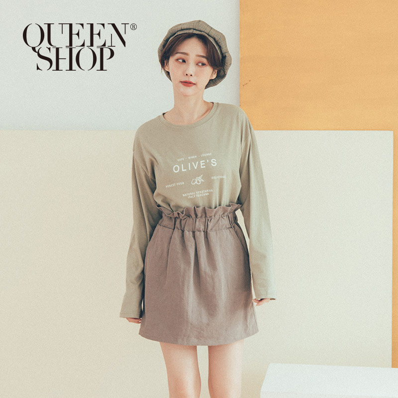 Ｑｕｅｅｎ Ｓｈｏｐ【01038195】OLIVES字母印花長袖棉T＊現+預＊