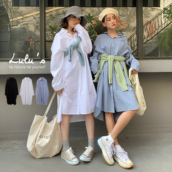 LULUS-C前口袋長版素面襯衫-３色【01190570】