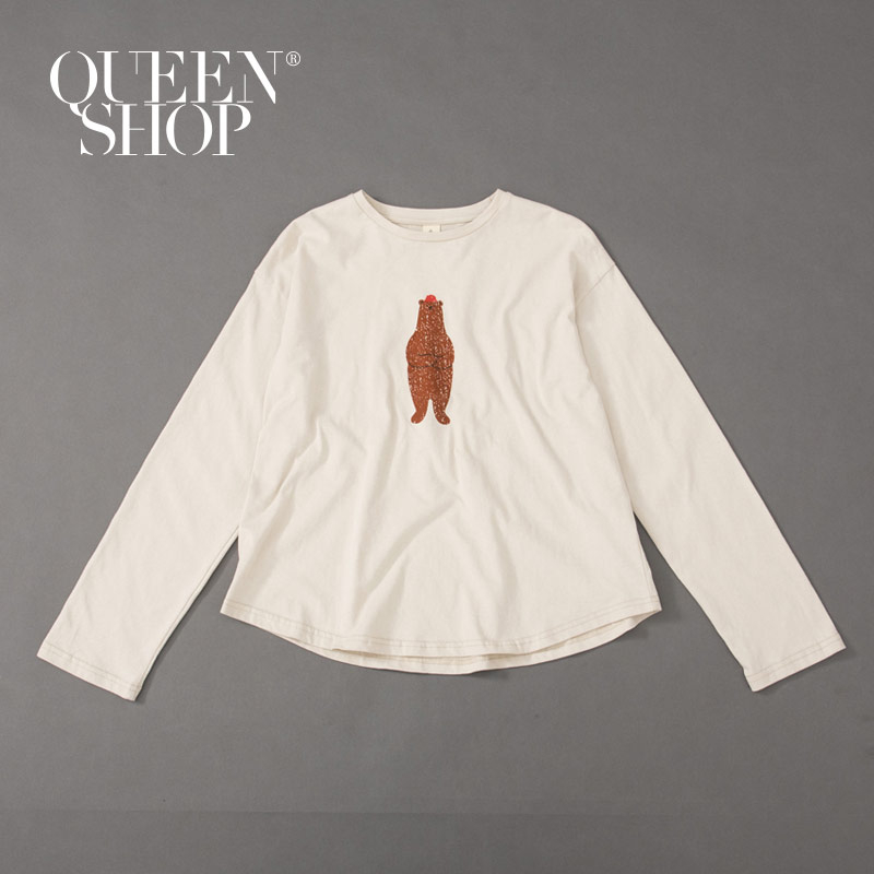 Ｑｕｅｅｎ Ｓｈｏｐ【01038026】親子系列 熊印花圓領棉T 1/2/3/4＊現+預＊