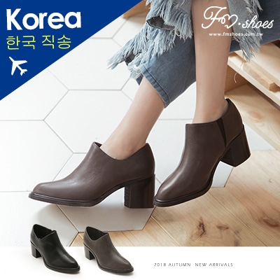 靴．大V剪裁高跟踝靴-FM時尚美鞋-韓國精選．MICRO