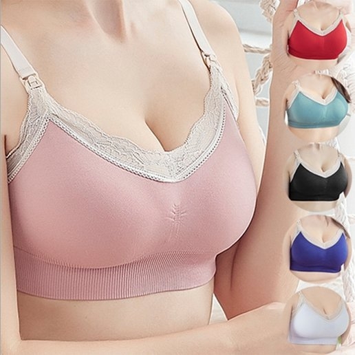 漂亮小媽咪 法式浪漫哺乳內衣 【Bra0812】 無縫 無痕 無鋼圈 布蕾絲 內衣 哺乳胸罩 孕婦裝