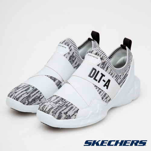 SKECHERS DLT-A 女鞋 休閒 健走 繃帶 襪套 記憶型泡棉 耐磨 透氣 灰 白【運動世界】88888156WBK