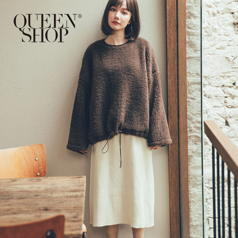 Ｑｕｅｅｎ Ｓｈｏｐ【01096464】可愛QQ毛造型下抽繩設計長袖上衣 兩色售＊現+預＊