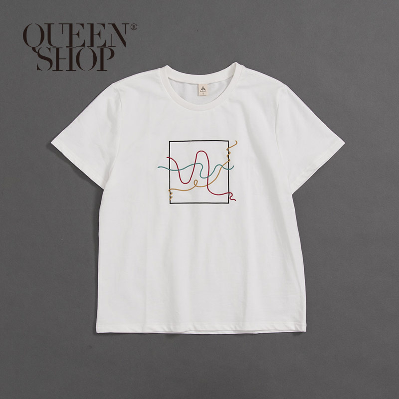 Ｑｕｅｅｎ Ｓｈｏｐ【01038125】親子系列 彩色繡線短T 1/2/3/4＊現+預＊