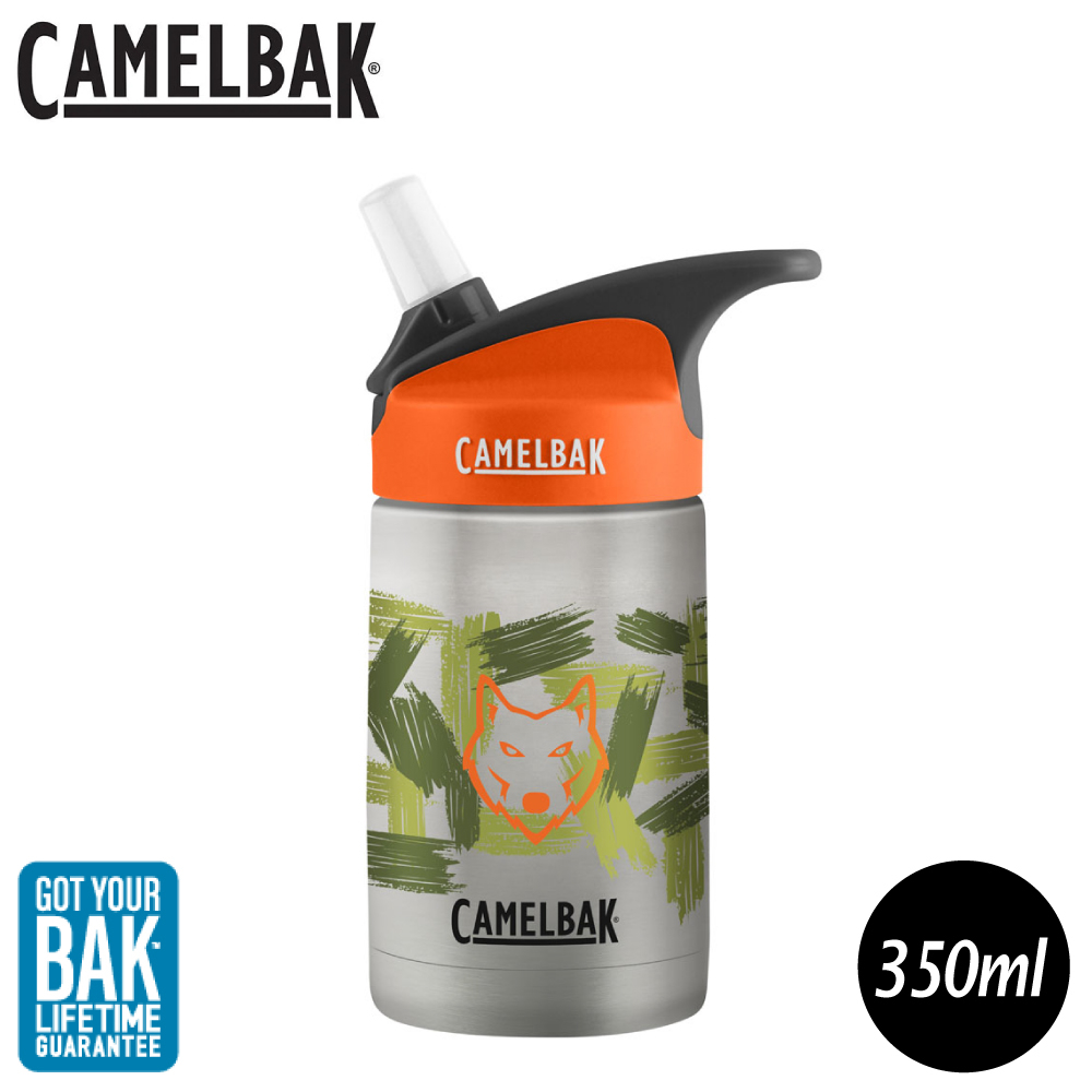 【CamelBak 美國 350ml eddy兒童吸管保冰/溫水瓶《叢林野狼》】1883104040/兒童水壺