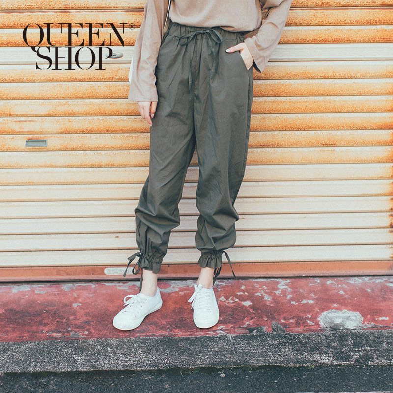 Ｑｕｅｅｎ Ｓｈｏｐ【04101388】綁帶縮口休閒長褲 兩色售＊現+預＊