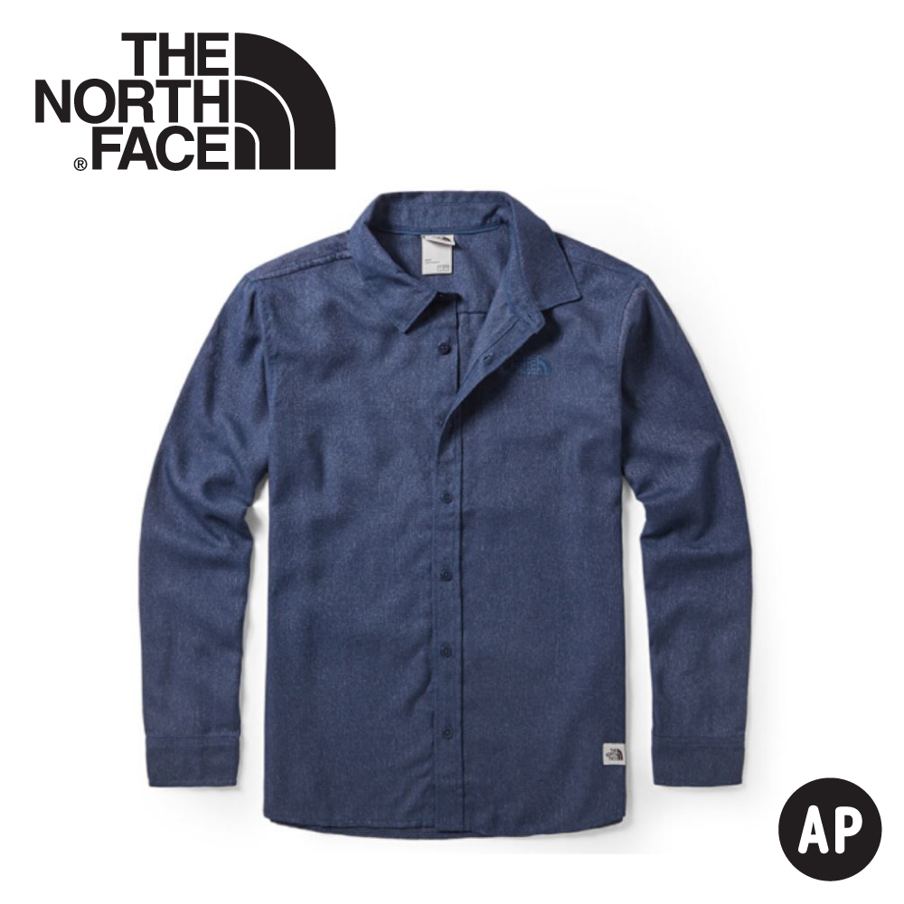 【The North Face 男 法蘭絨長袖襯衫《藍》】46GE/長袖襯衫/長袖上衣