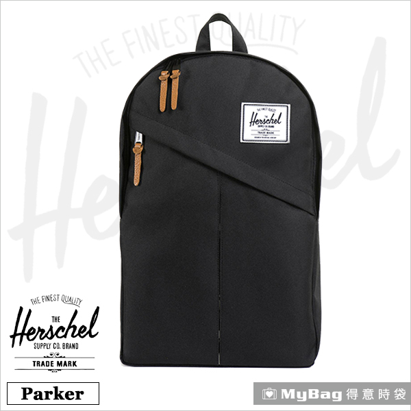 Herschel 後背包 黑色 斜拉鍊設計 15吋電腦後背包 Parker-001 得意時袋