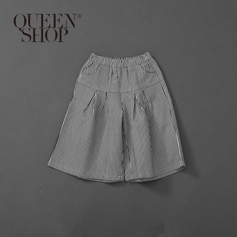 Ｑｕｅｅｎ Ｓｈｏｐ【04060307】童裝 親子系列 配色條紋寬褲裙 S/M/L＊現+預＊