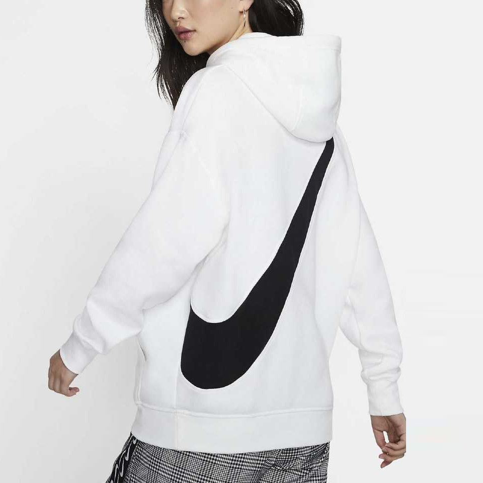 ★現貨在庫★ NIKE Swoosh Hoodie 女裝 長袖 連帽 帽T 休閒 刷毛 大勾 白【運動世界】CJ6334-100