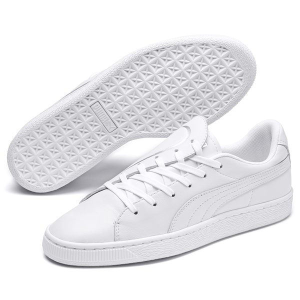 PUMA BASKET CRUSH EMBOSS 女鞋 休閒 愛心 情人節 皮革 白 銀 【運動世界】 36959501