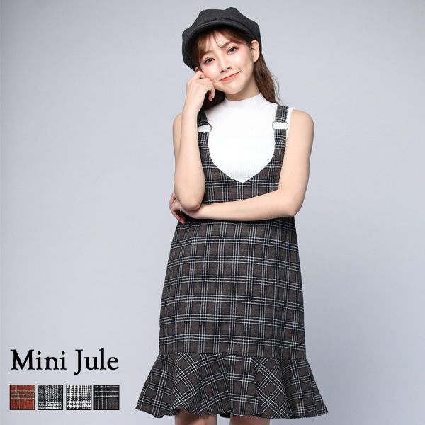 ★現貨★吊帶裙 復古格紋V領圓環吊帶裙 小豬兒 Mini Jule 【YUC72000812】