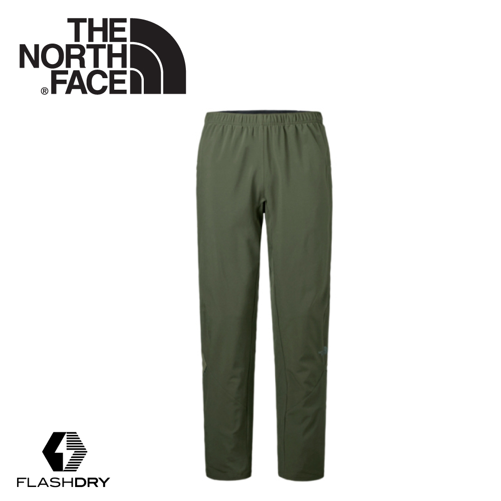 【The North Face 男 FlashDry彈性長褲《軍綠》】2TZV/休閒長褲/機能性長褲/健行褲