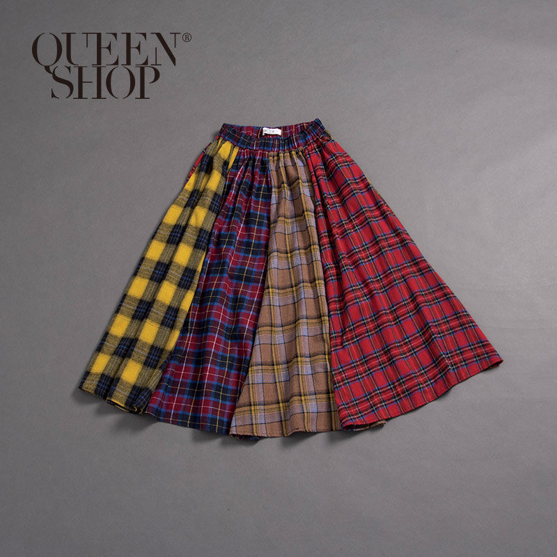 Ｑｕｅｅｎ Ｓｈｏｐ【03020574】女裝 親子系列 配色格紋拼接裙＊現+預＊