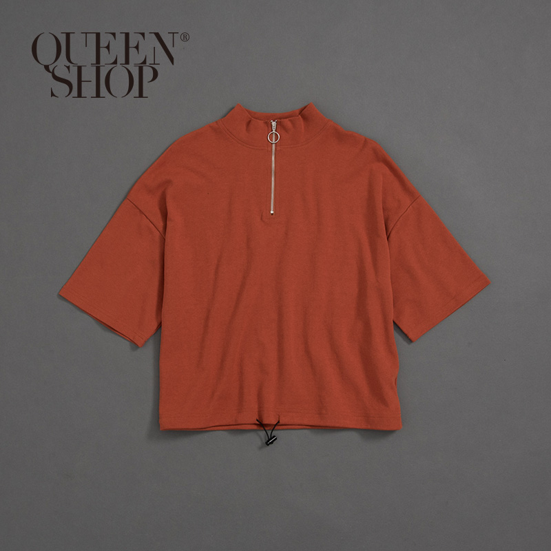 Ｑｕｅｅｎ Ｓｈｏｐ【01096327】圓形拉鍊抽繩造型上衣 兩色售 1/2＊現+預＊