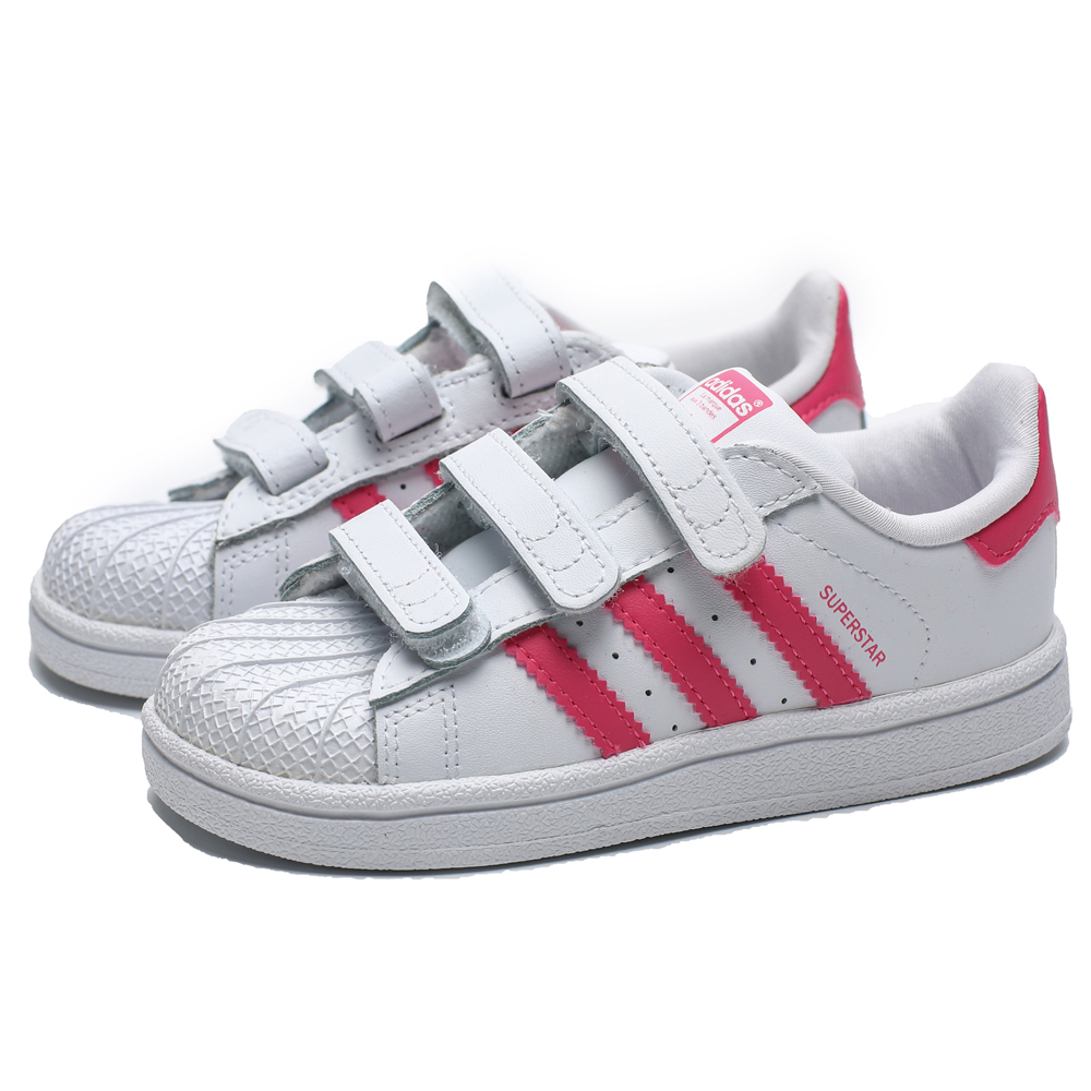 ADIDAS SUPERSTAR 白 粉LOGO 魔鬼氈 休閒鞋 小童 (布魯克林) CG6638