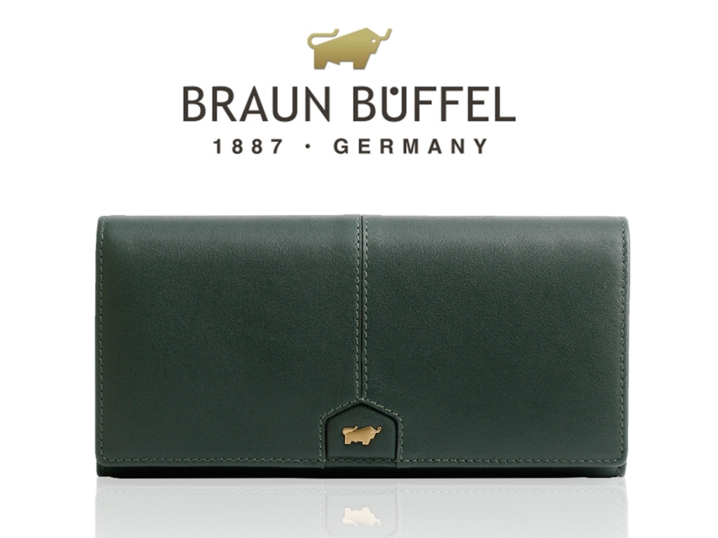 【全新品公司貨】BRAUN BUFFEL 德國小金牛 真皮長夾 森林綠【寧寧小舖/台中30年老店】BF608-200-1