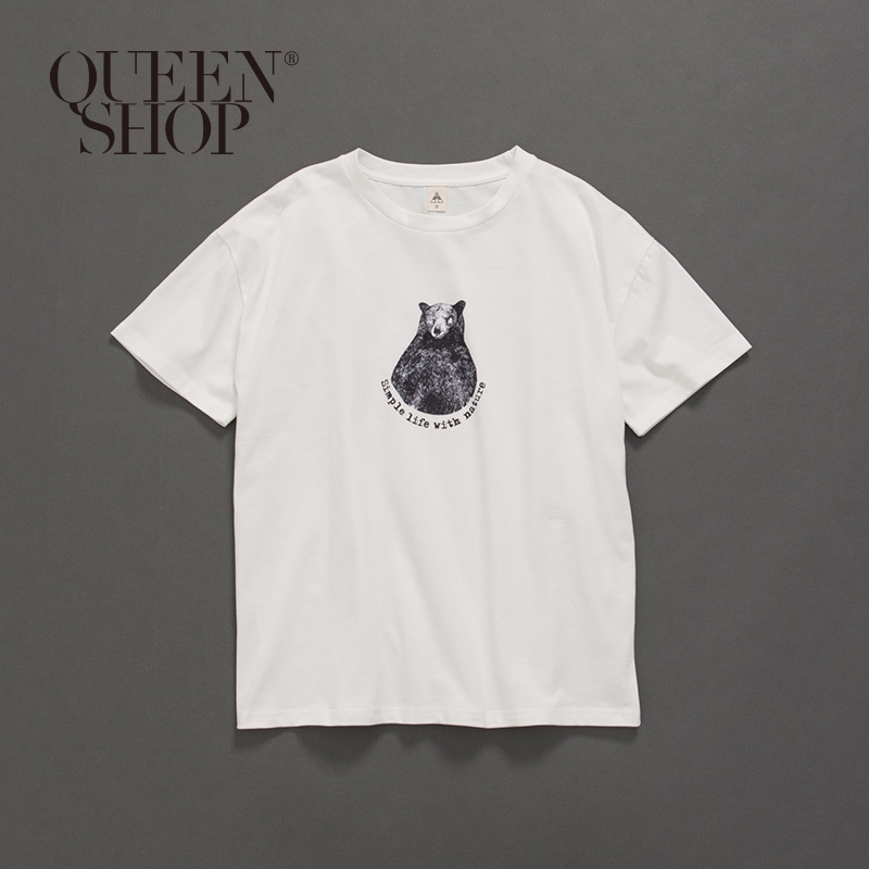 Ｑｕｅｅｎ Ｓｈｏｐ【01037657】親子系列 森林熊插畫圖案短袖棉T 1/2/3/4＊現+預＊