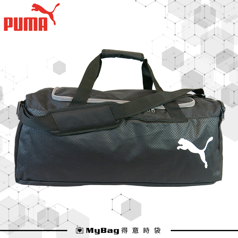 PUMA 旅行袋 黑色 經典素面LOGO 行李袋 運動包 側背包 M號 075528 得意時袋