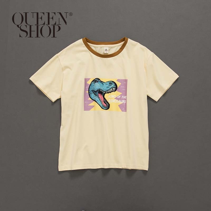 Ｑｕｅｅｎ Ｓｈｏｐ【01037649】親子系列 恐龍撞色領棉T 1/2/3/4＊現+預＊