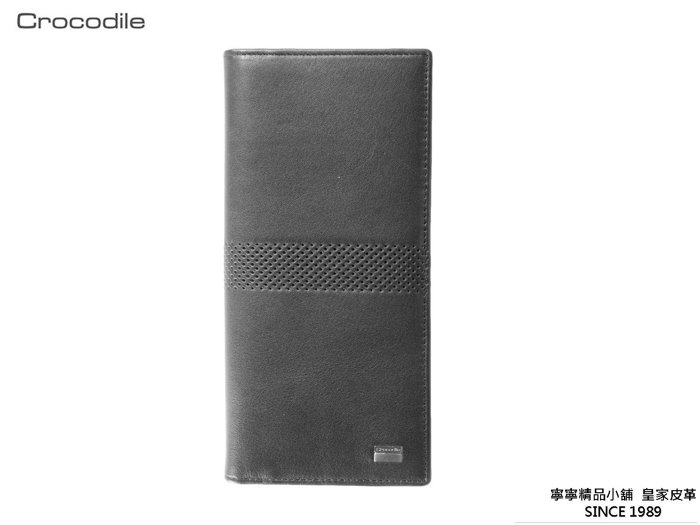 【全新品公司貨】Crocodile 鱷魚 真皮附拉鍊男用長皮夾 經典黑【寧寧小舖/台中30年老店】8080-1