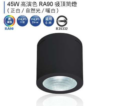 【燈王的店】 LED 45W 吸頂式筒燈 黑框 全電壓 白光/自然光/暖白光 (適用六米) ☆ LEDCEB45-BK-L2