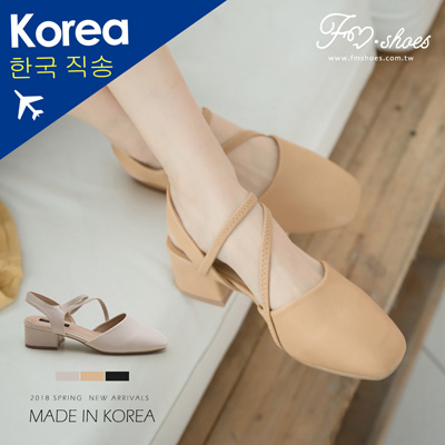 跟鞋．彈性繞帶方頭高跟鞋-FM時尚美鞋-韓國精選．Blossom