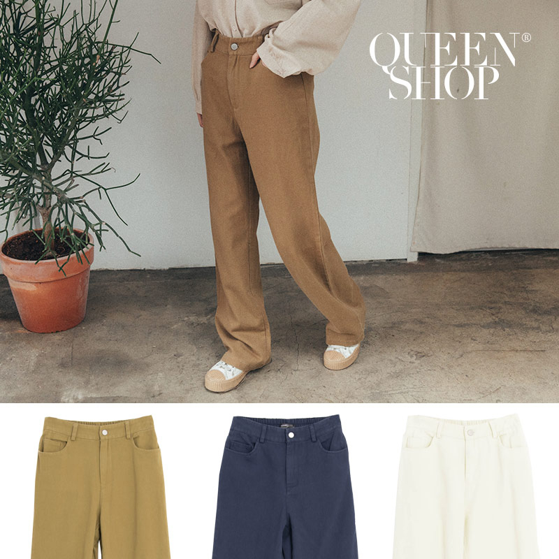 Ｑｕｅｅｎ Ｓｈｏｐ【04110234】素色百搭鬆緊寬褲 三色售 S/M/L/XL＊現+預＊