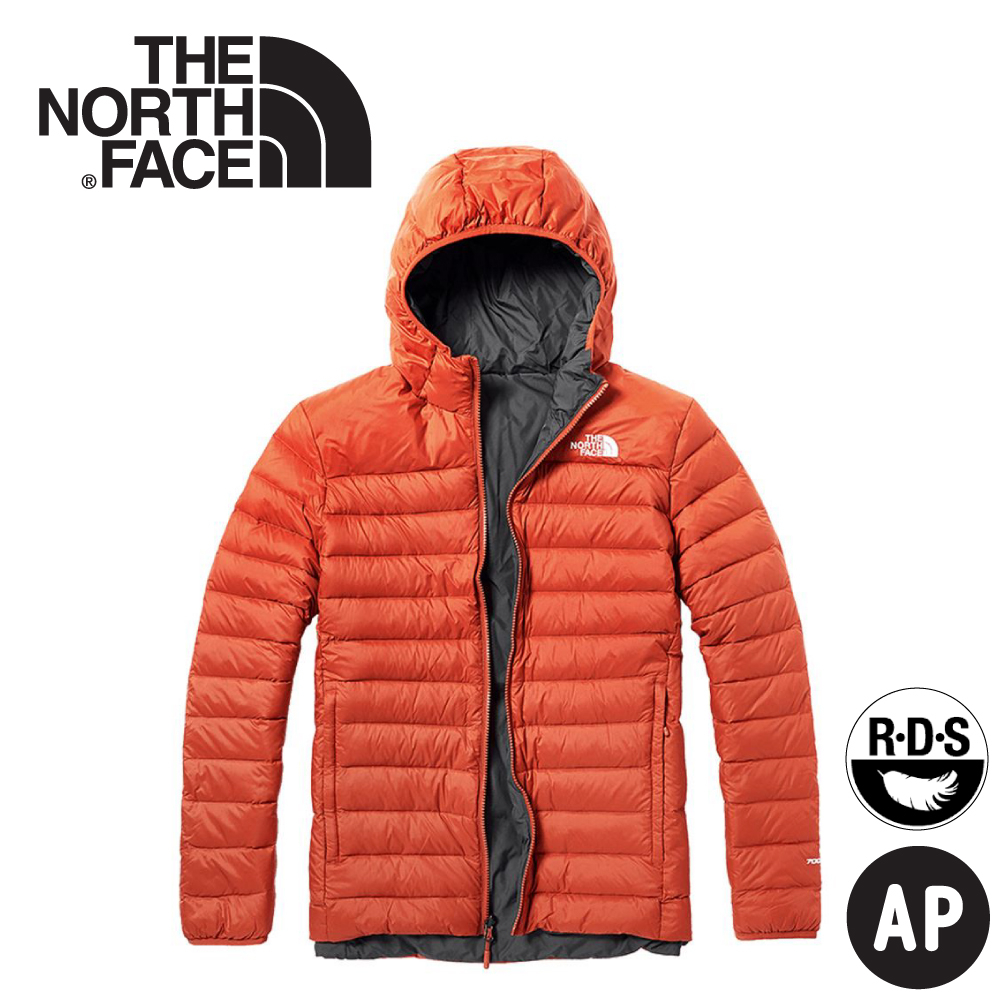 【The North Face 男 700FP雙面羽絨外套《橘紅/深灰》】3KTE/羽絨衣/保暖外套