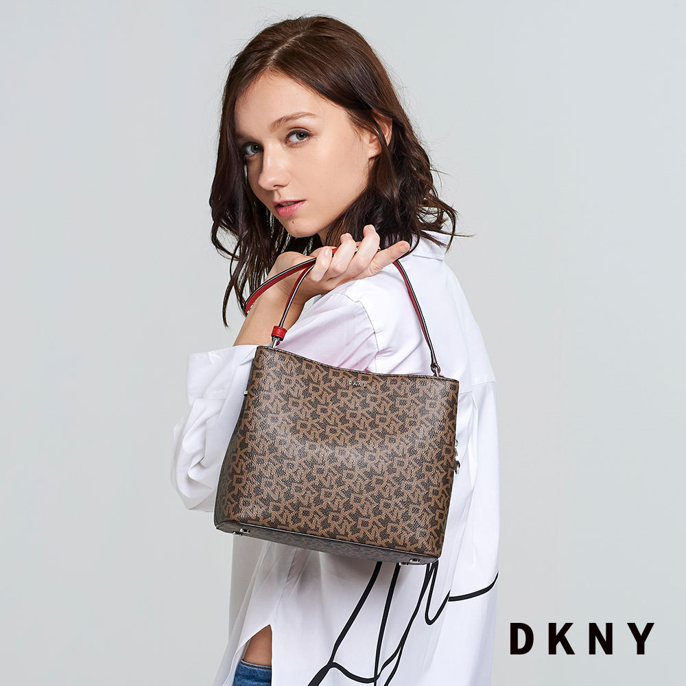 DKNY 女 手提包 斜背 LOGO壓紋 紅