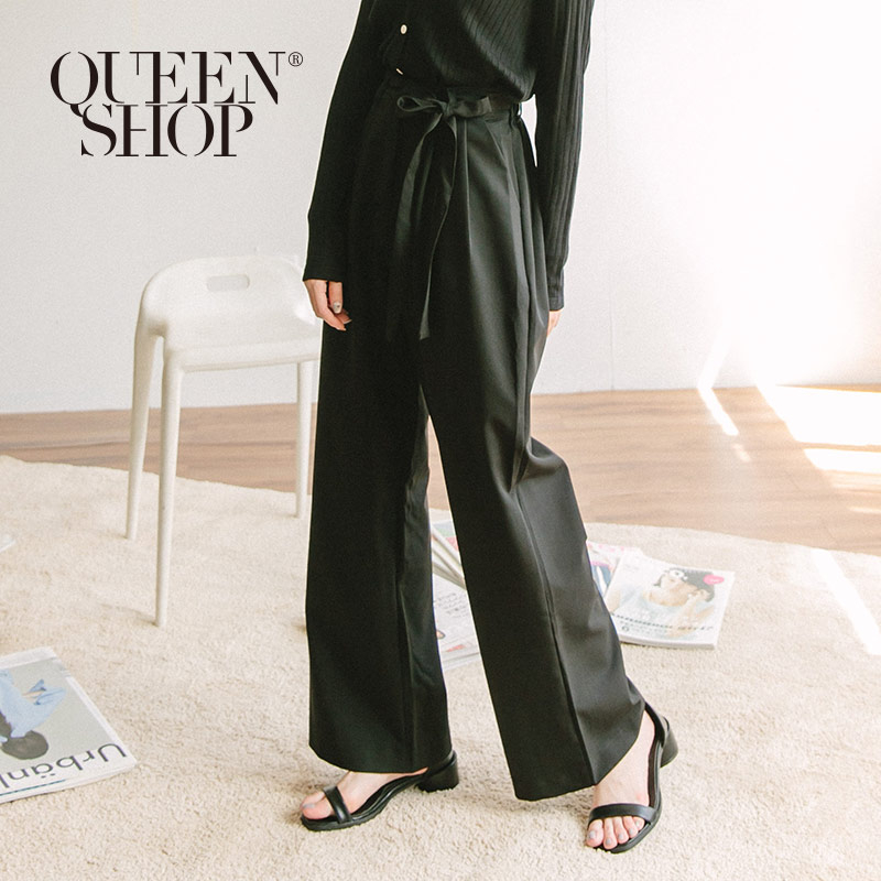 Ｑｕｅｅｎ Ｓｈｏｐ【04110242】側綁帶造型寬褲 兩色售 S/M/L＊現+預＊