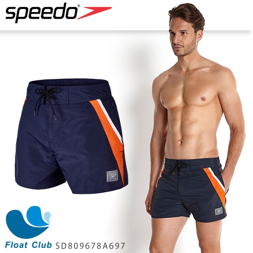 【SPEEDO】換季特惠  男人休閒海灘褲14吋 Retro Leisure (藍/橘)  SD809678A697 (出清商品恕不退換)