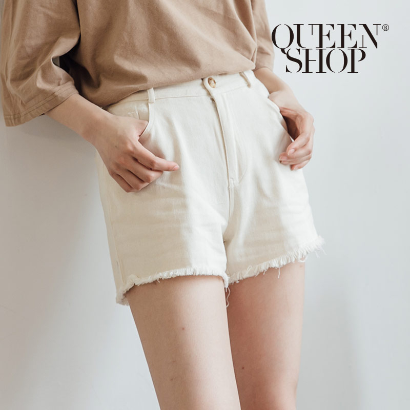 Ｑｕｅｅｎ Ｓｈｏｐ【04130059】棉麻感鬚邊短褲 S/M/L＊現+預＊