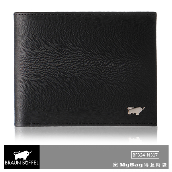 BRAUN BUFFEL 小金牛 皮夾 防盜系列 慕尼黑 12卡 透明視窗 中翻短夾 RFID防竊取 BF324-N317-BK 得意時袋