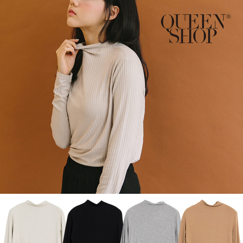 Ｑｕｅｅｎ Ｓｈｏｐ【01096416】素面坑條彈性合身上衣 四色售＊現+預＊