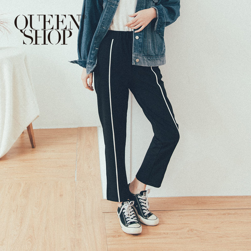 Ｑｕｅｅｎ Ｓｈｏｐ【04101374】配色運動線條鬆緊腰長褲 S/M/L＊現+預＊