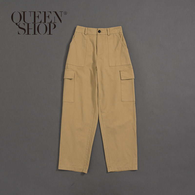 Ｑｕｅｅｎ Ｓｈｏｐ【04101368】雙口袋設計工裝長褲 三色售 1/2/3/4＊現+預＊