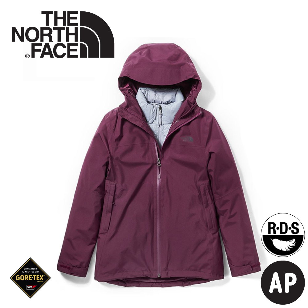 【The North Face 女 GORE-TEX兩件式羽絨外套《石榴紅》】46I7/防水外套/羽絨衣/保暖外套/防風外套