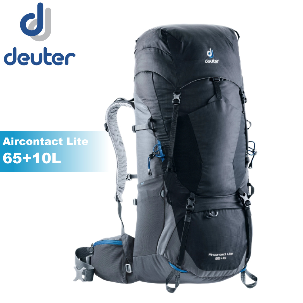 【Deuter 德國 Aircontact Lite 65+10L 輕量拔熱透氣背包《黑》】4340318/雙肩後背包/自助旅行