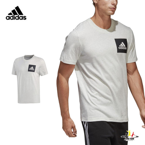Adidas Logo 男 白黑 運動上衣 短袖 短T 棉T 短袖 籃球 愛迪達 慢跑 健身 上衣 BS4862