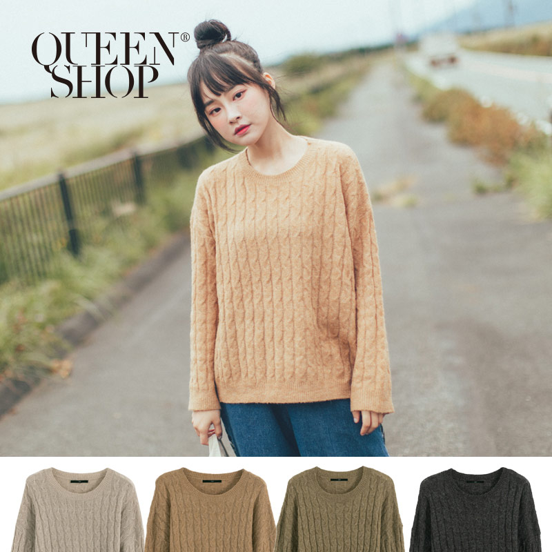 Ｑｕｅｅｎ Ｓｈｏｐ【01070921】麻花造型針織毛衣 四色售＊現+預＊