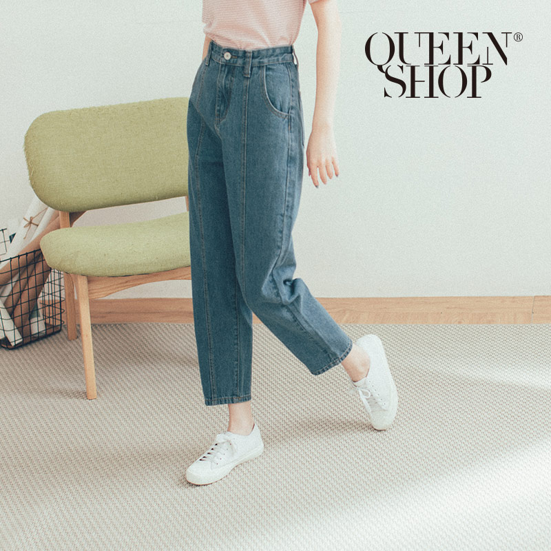 Ｑｕｅｅｎ Ｓｈｏｐ【04011354】洗舊感車線蘿蔔牛仔褲 S/M/L/XL＊現+預＊